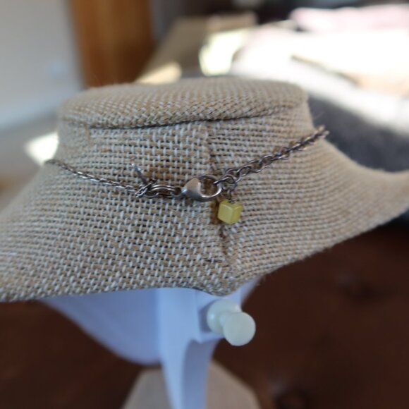 Light green jade square beads &sterling silver Sherzada necklace pendant 14"-17" - Picture 9 of 16